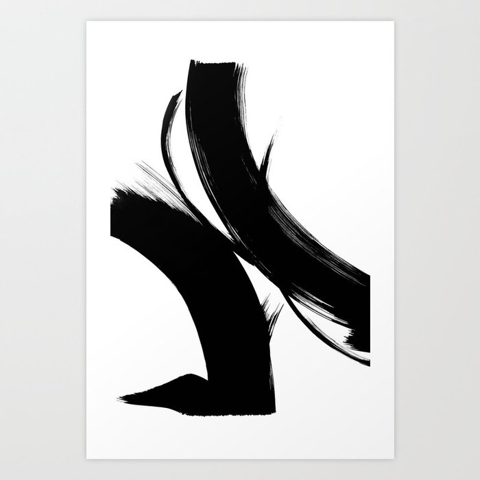 Black Abstract Brush Strokes nr 10 Art Print