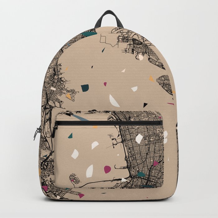 USA, Oakland City Map - Terrazzo Collage Backpack