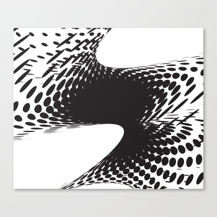 Black Dots Swirl On A White Background Abstract Art Canvas Print