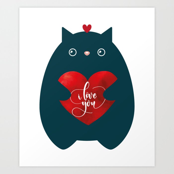 Mural CHAT-CHATON CAT coeur amour love-w32