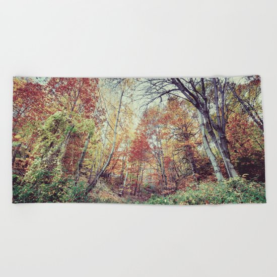 "Into the woods" Autumn wander. Beach Towel