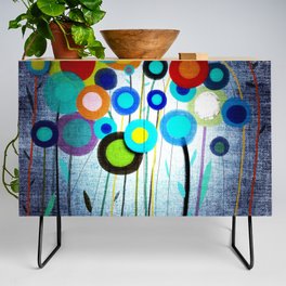 Old poppies special edition blue lighting effect moonlight ambient Credenza