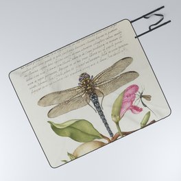 Dragonfly Pear Carnation and Insect from Mira Calligraphiae Monumenta or The Model Book of Calligrap Picnic Blanket