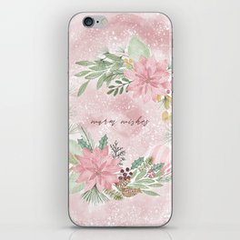 Warm Wishes Pink Watercolor Wreath  iPhone Skin