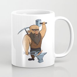 medieval blacksmith Coffee Mug | Pickaxe, Medieval, Man, Anvil, Craft, Hammer, Forge, Comic, Nice, Big 