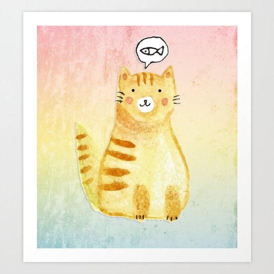Watercolor Orange Cat Art Print By Shashirahandmaker Society6