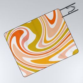 Liquid Retro Abstract Swirl Spiral Colorful retro 70s Picnic Blanket