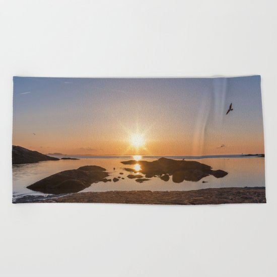 Sunset at Plum Cove Beach Beach Towel