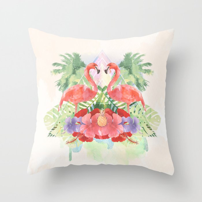 Exotic Flamingo Throw Pillow