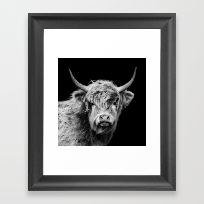 Highland Cow Black And White Framed Art Print by Linsey Williams ...