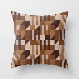 Retro Bauhaus geometrics earthy brown Throw Pillow
