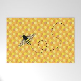 Bees on Honeycomb Pattern Welcome Mat