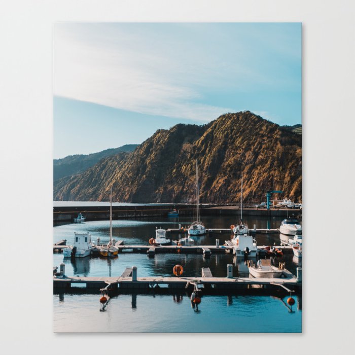 Azores Island harbor | São Miguel coastline | Travel Photography poster Canvas Print