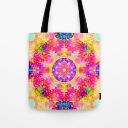 Pink and Yellow Kaleidoscope Fractal Pattern Tote Bag