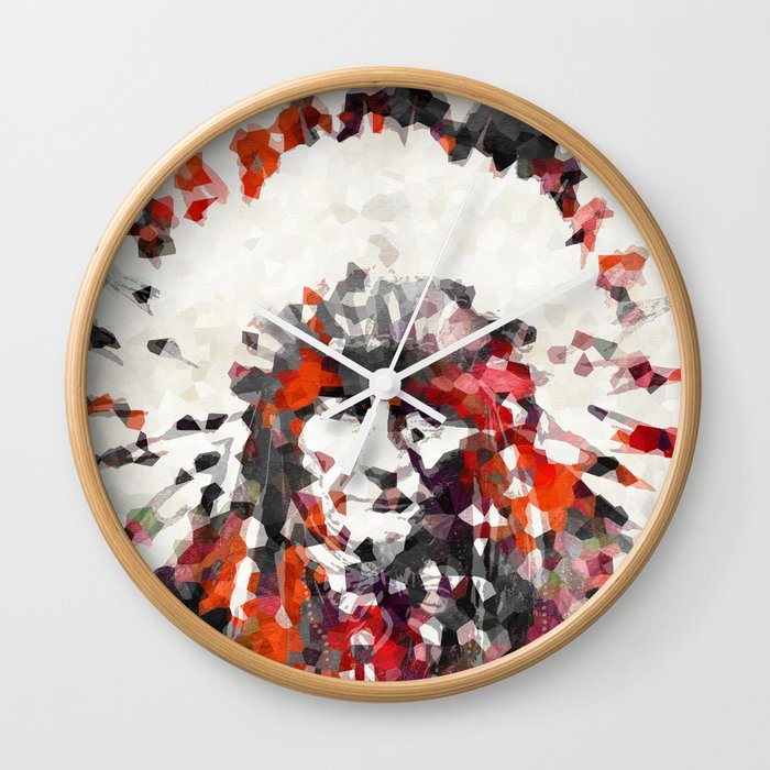 Modern Red Indian Chief - Sharon Cummings Wall Clock