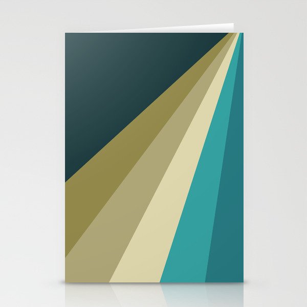 Green and blue diagonal retro stripes Stationery Cards