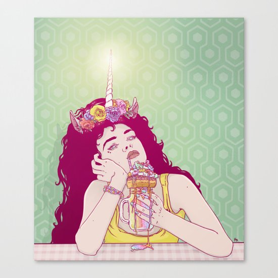 Unicorn Freakshake Lady Canvas Print