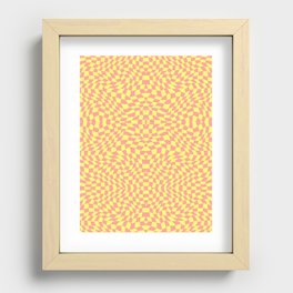 Orange yellow green checker symmetrical pattern Recessed Framed Print