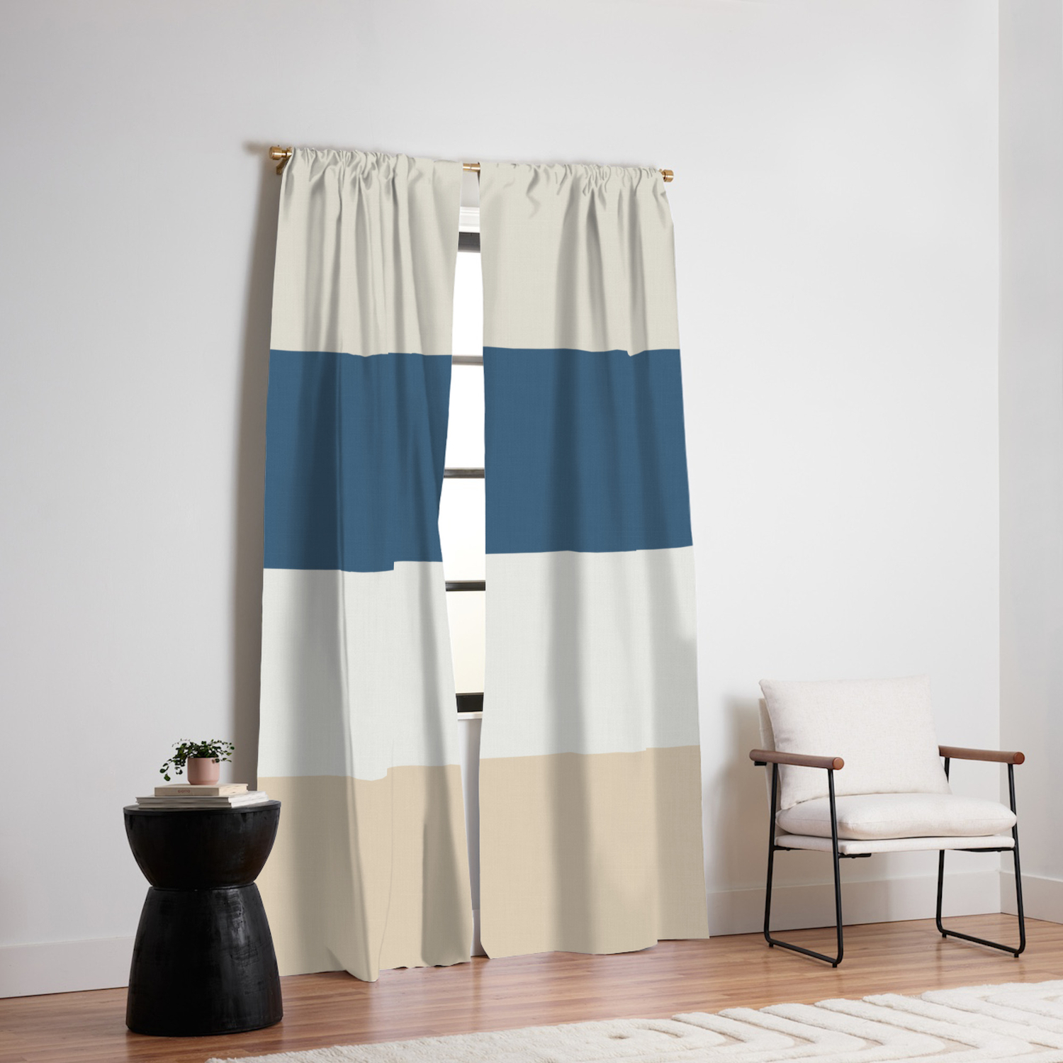 Blue Linen White Beige And Off White 4 Bold Stripes 2020 Color