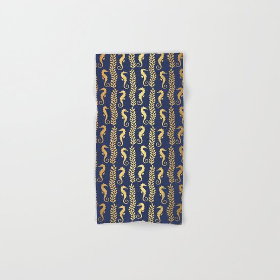 Nautical gold seahorse Hand & Bath Towel