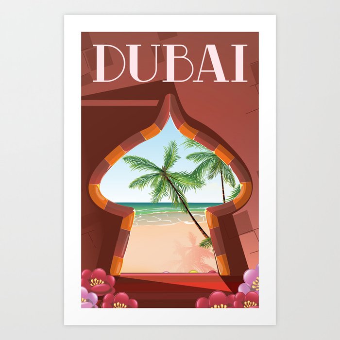 Dubai Travel Poster Art Print By Nicholasgreen Society6
