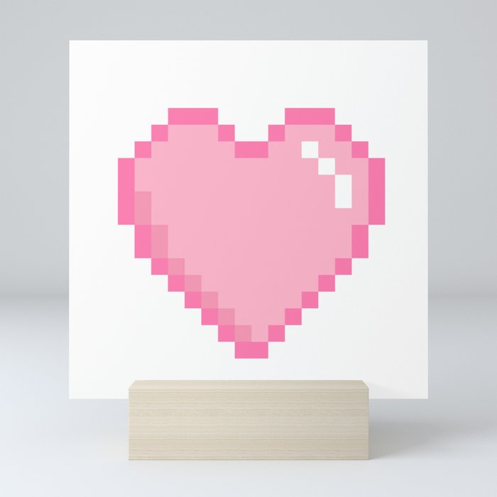 Pink Love 8 Bit Pixel Heart Mini Art Print