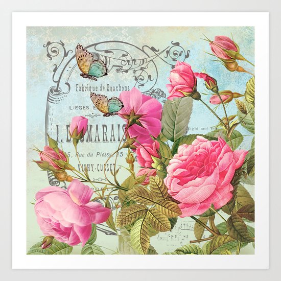 Vintage Flowers #3 Art Print