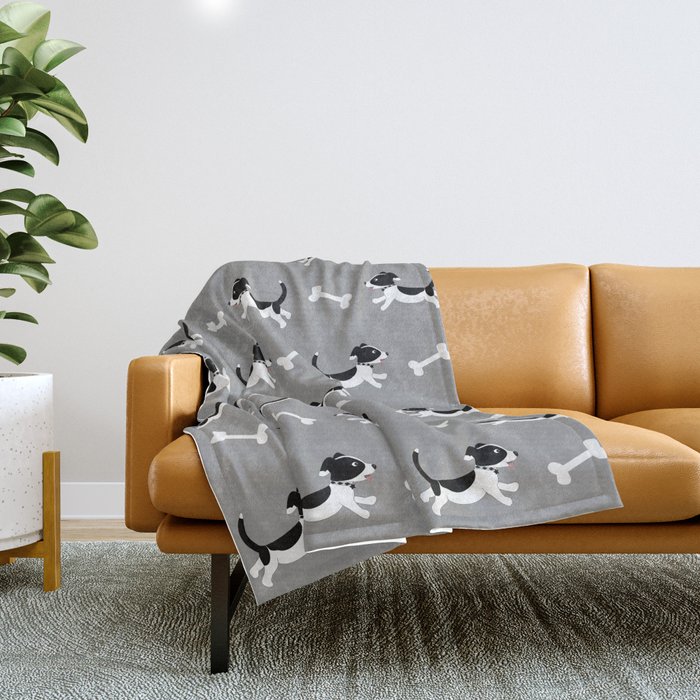 Give a Dog a Bone Pattern and Print Throw Blanket