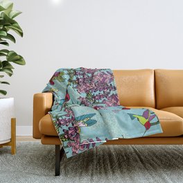 Hummingbirds in the Foxglove Throw Blanket