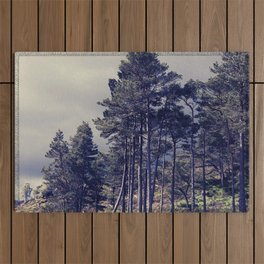 Drama Amongst the Summer Pine Trees in the Scottish Highlands Outdoor Rug