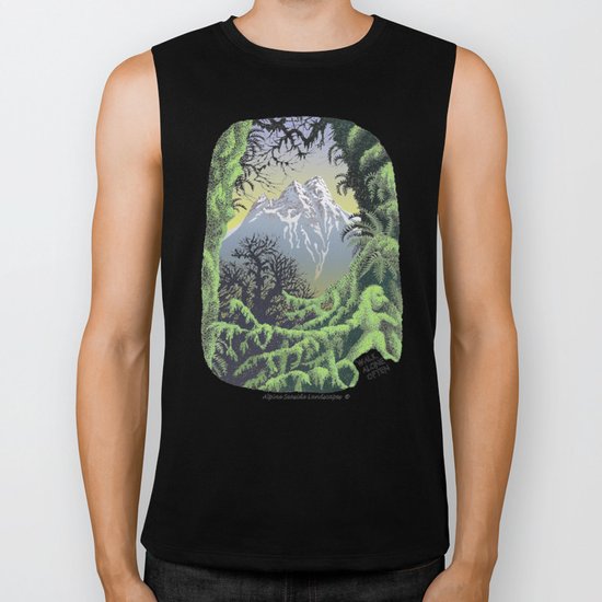 WALK ALONE SPIRIT IN RAIN FOREST AND MOUNTAINS PEN DRAWING Biker Tank