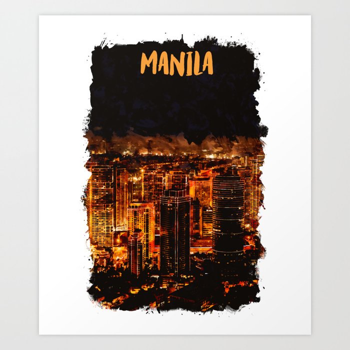 Manila Philippines city watercolor Art Print