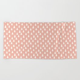 Cute Pink Hand Drawn Triangles Pattern Beach Towel