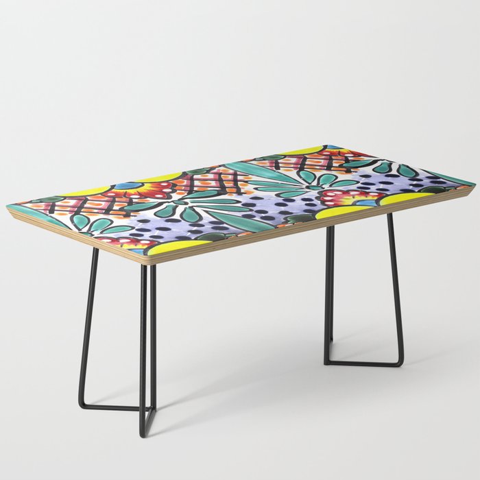 Colorful Talavera, Yellow Accent, Large, Mexican Tile Design Coffee Table