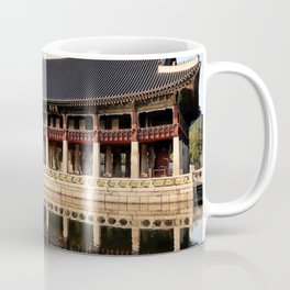 South Korea Photography - Temple Standing Over Body Of Water Coffee Mug