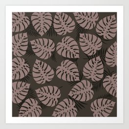 Brown Palm Leaf Pattern 04 Art Print