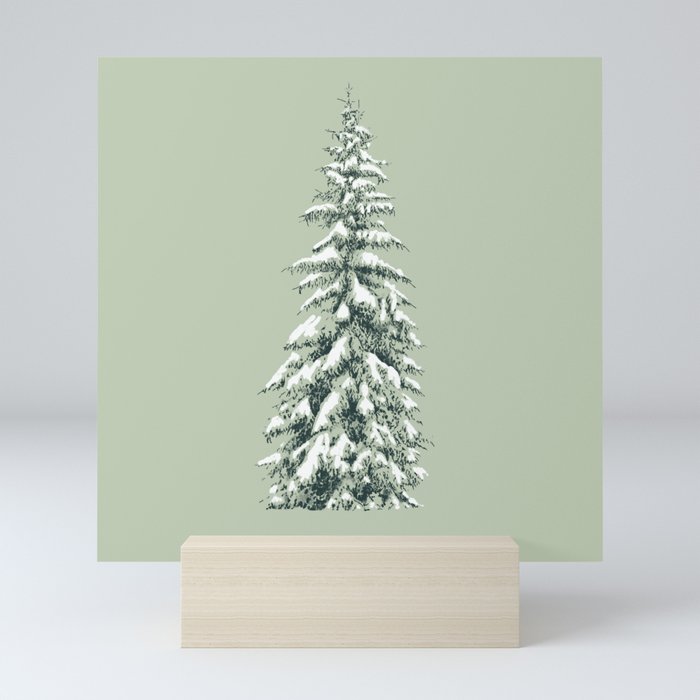 Snowy pine Mini Art Print