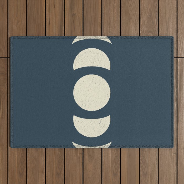 Abstract Moon Phases blue Outdoor Rug