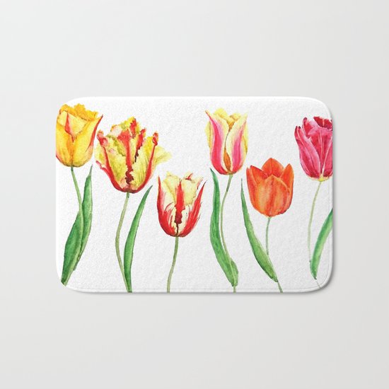 colorful tulips Bath Mat