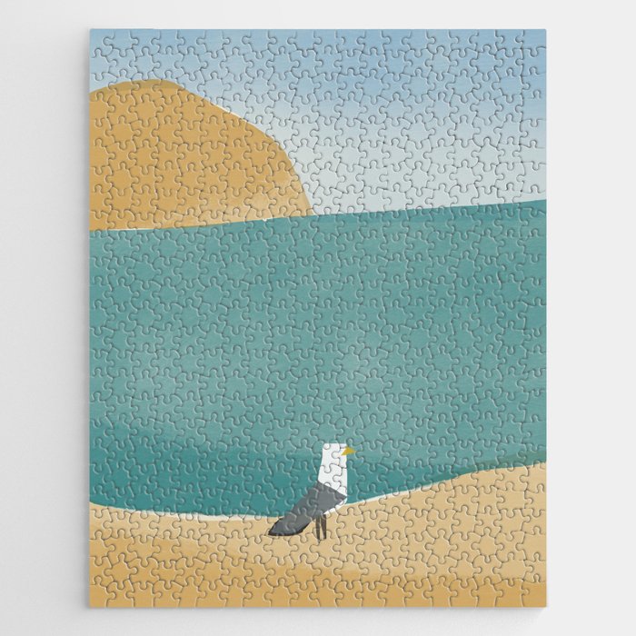 Lone seagull by the beach Jigsaw Puzzle