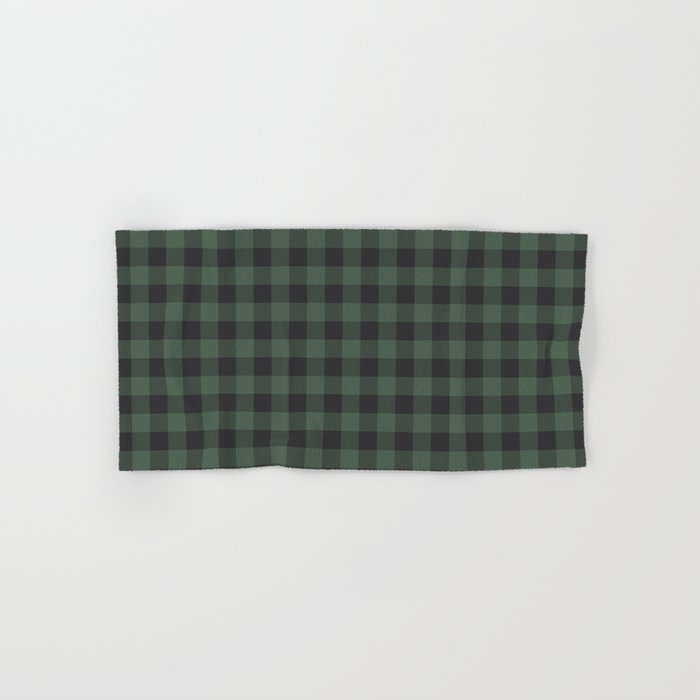 gingham hunter green Hand Bath Towel by Anneke Doorenbosch