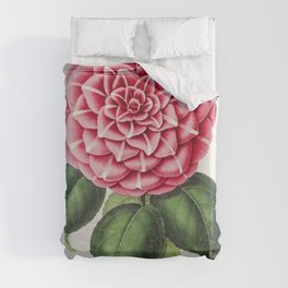 Hand Drawn Red Camellia Duvet Cover