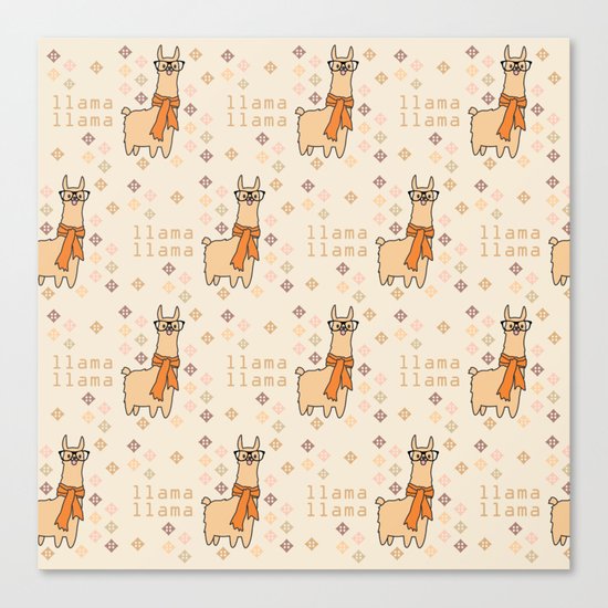 Llama Llama Pattern Canvas Print