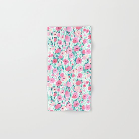 Flower Field Pink Mint Hand & Bath Towel