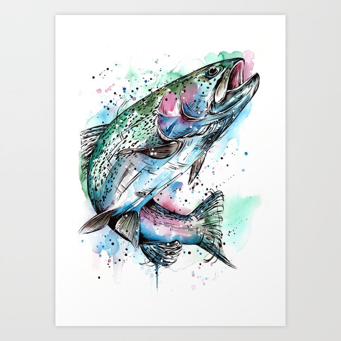 Rainbow Trout Art Print By Fionaclarkeart Society6