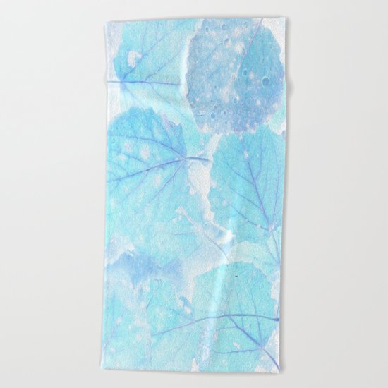 Blue autumn leaves Beach Towel