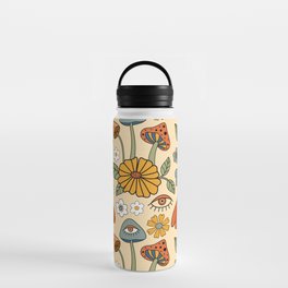 70s Psychedelic Mushrooms & Florals Water Bottle