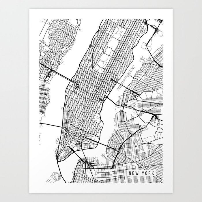 New York City Map Print Black White Photo Poster Wall Art Canvas Painting Decor