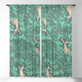 Deer with Bountiful Leaves Sheer Curtain
