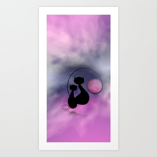 window curtains - mooncats love Art Print